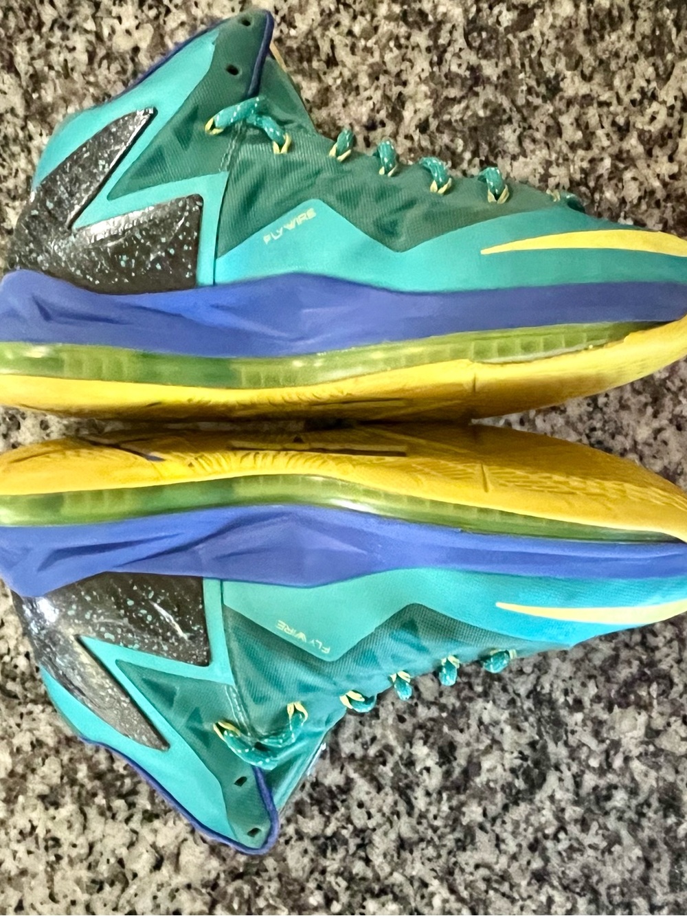 Nike Mens LeBron 10 (X) P.S. Elite Sport Miami Dade Teal Yellow Basketball Shoes - Picture 6 of 8